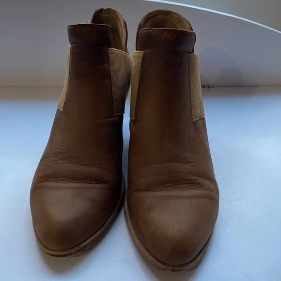 Eileen Fisher Even Booties Tan Brown Leather Ankle Booties Size 7 - Picture 6 of 12